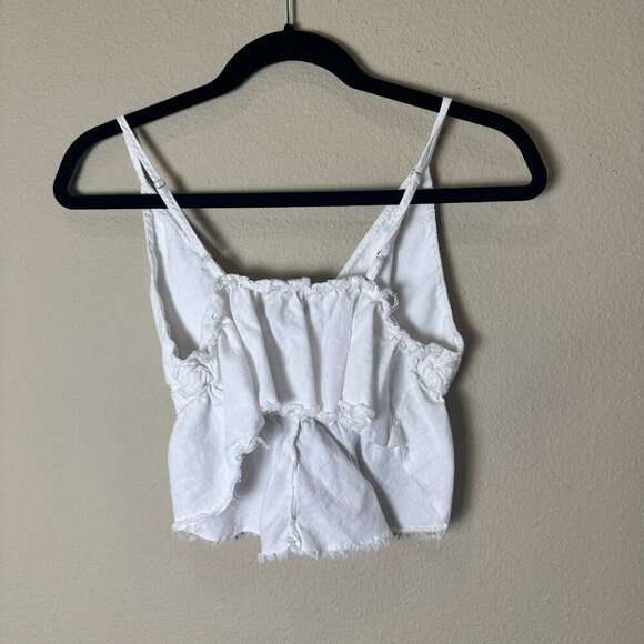 BRANDY MELVILLE John Galt Linen Cropped Top One Size White/Cream - Picture 6 of 7
